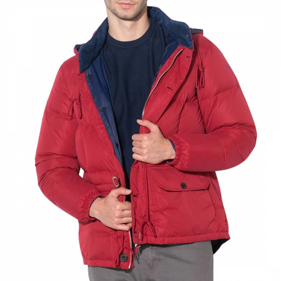 Hackett London Red Nylon Puffa Jacket 1 Hackett London Red Nylon Puffa Jacket