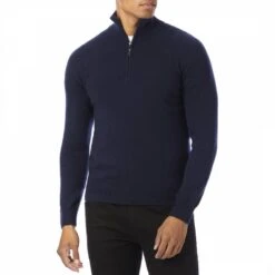 Navy Half Zip Cashmere Jumper