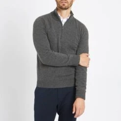 Charcoal Half Zip Cashmere Jumper