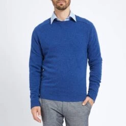 Blue Round Neck Cashmere Jumper