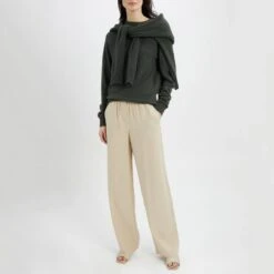 Khaki Round Neck Cashmere Jumper -Schmuddelwedda 16800772 4 2