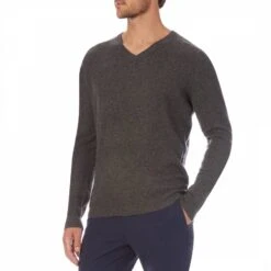 Charcoal V Neck Cashmere Jumper