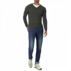 Khaki V Neck Cashmere Jumper -Schmuddelwedda 16800820 3