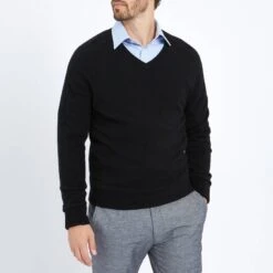 Black V Neck Cashmere Jumper