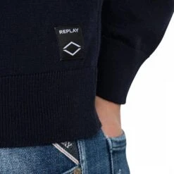 Replay Navy Hyperflex Wool Blend Jumper -Schmuddelwedda 17103796 3