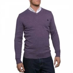 Purple Cashmere Blend V Neck Jumper