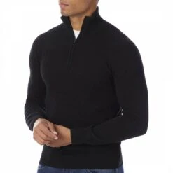 Black Half Zip Cashmere Jumper