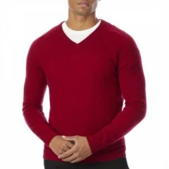 Burgundy V Neck Cashmere Jumper