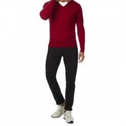 Burgundy V Neck Cashmere Jumper -Schmuddelwedda 17396914 3