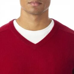 Burgundy V Neck Cashmere Jumper -Schmuddelwedda 17396914 4