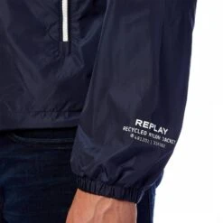 Replay Blue Recycled Hooded Jacket -Schmuddelwedda 17485894 4