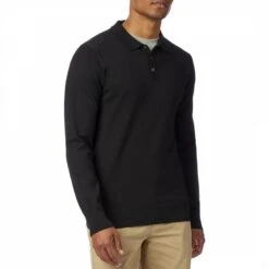 Black Long Sleeve Polo Shirt