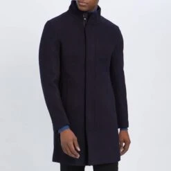 Navy Classic Wool Blend Coat