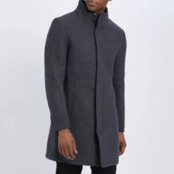 Charcoal Classic Wool Blend Coat