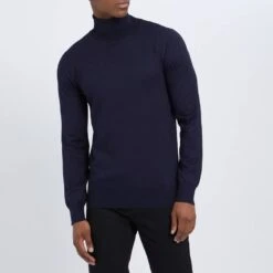 Navy Roll Neck Jumper