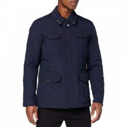 Hackett London Navy Fenton Quilted Water Resistance Jacket