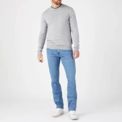 Wrangler Grey Crew Neck Cotton Sweater -Schmuddelwedda 17698341 3