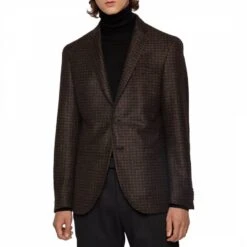 Boss Dark Brown Norwin Printed Wool Jacket