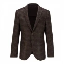 Boss Dark Brown Norwin Printed Wool Jacket -Schmuddelwedda 17711726 3