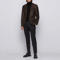 Boss Dark Brown Norwin Printed Wool Jacket -Schmuddelwedda 17711726 4