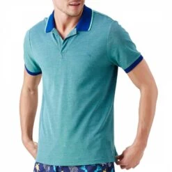 Vilebrequin Blue Colour Block Cotton Polo Top