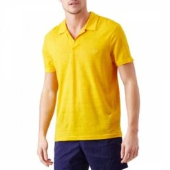 Vilebrequin Bright Yellow Linen Polo Top