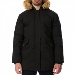 Black Full Zip Insulated Parka Jacket
