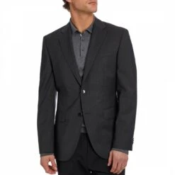 Boss Medium Grey Jeckson Striped Wool Jacket