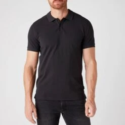 Wrangler Black Cotton Polo Top