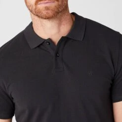 Wrangler Black Cotton Polo Top -Schmuddelwedda 17771444 4