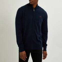 Navy Full Zip Through Knit