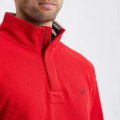 Red Cotton Pique Half Zip Sweatshirt -Schmuddelwedda 17803199 3