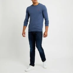 Dusty Blue Cotton Crew Jumper -Schmuddelwedda 17803245 3