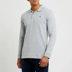 Grey Long Sleeved Polo Shirt