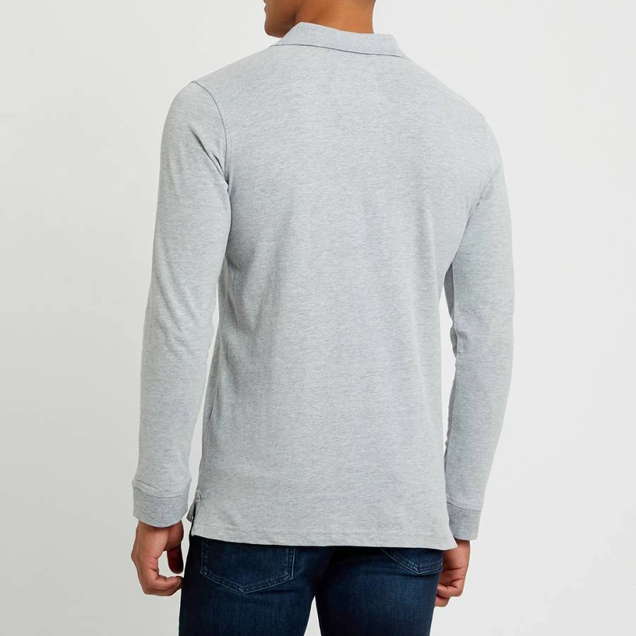 Grey Long Sleeved Polo Shirt 2 Grey Long Sleeved Polo Shirt - Image 2