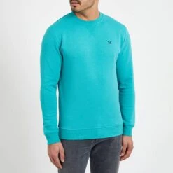 Blue Cotton Crew Neck Sweatshirt