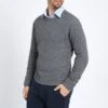 Grey Crew Neck Ribbed Cashmere Jumper