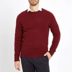 Burgundy Round Neck Cashmere Jumper