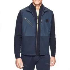 Hackett London Navy AMR Cotton Blend Tech Gilet