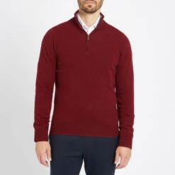 Malbec Half Zip Contrast Collar Cashmere Jumper