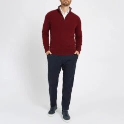 Malbec Half Zip Contrast Collar Cashmere Jumper -Schmuddelwedda 17860866 3