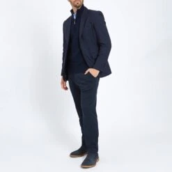 Navy Half Zip Contrast Collar Cashmere Jumper -Schmuddelwedda 17860876 3