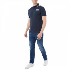 Hackett London Navy AMR Cotton Polo Shirt -Schmuddelwedda 17879038 3