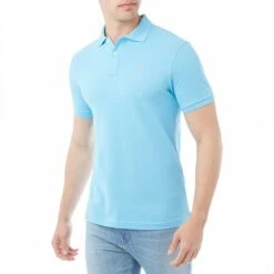 Hackett London Blue Classic Logo Cotton Polo Shirt