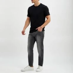 7 For All Mankind Washed Black Slimmy Tapered Comfort Stretch Jeans -Schmuddelwedda 17893909 3