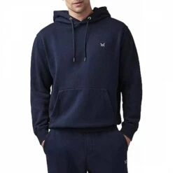 Navy Cotton Logo Hoodie