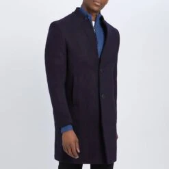 Navy Clemont Wool Blend Coat