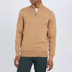 Camel Half Zip Jumper