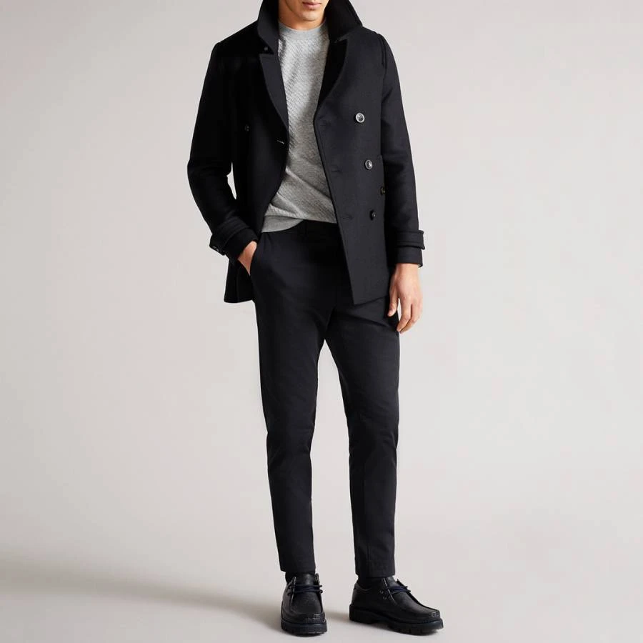 Ted Baker Black Grilld Wool Peacoat 3 Ted Baker Black Grilld Wool Peacoat - Image 3
