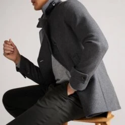 Ted Baker Grey Grilld Wool Peacoat -Schmuddelwedda 17953804 4